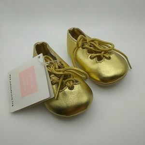 NWT Janie and Jack Gold Leather Newborn Shoes Size 0 Baby Girls